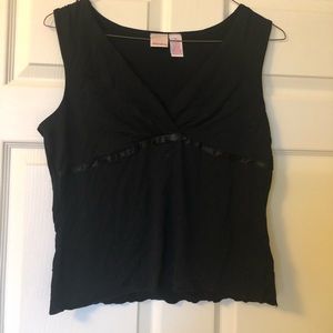 Xhilaration black tank with ribbon detail size XL